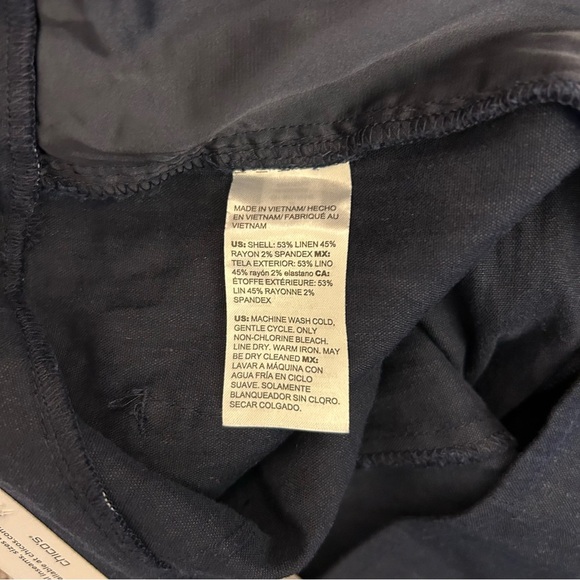 Chico's Women's Linen Wide Leg Pants Size 16 R Navy Pull On Stretch NWT $99 - Picture 16 of 16